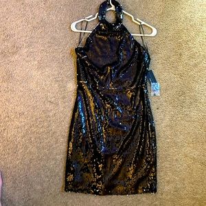 Size large black sequin cocktail mini dress from Lulus. Never been worn!